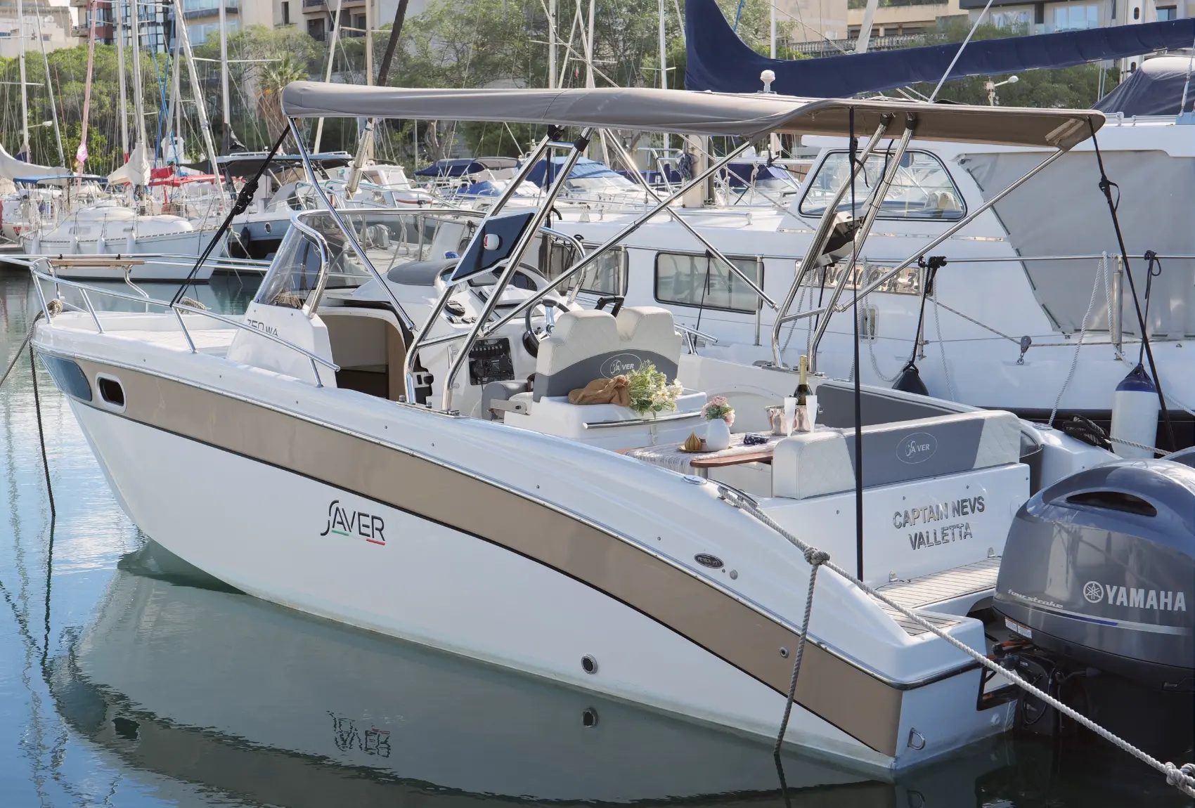 Captain Nevs boat used for the chartering tours.