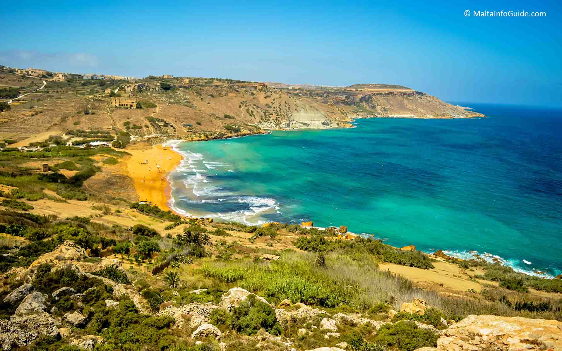 A view of Ramla Bay from Mixta Cave Gozo.