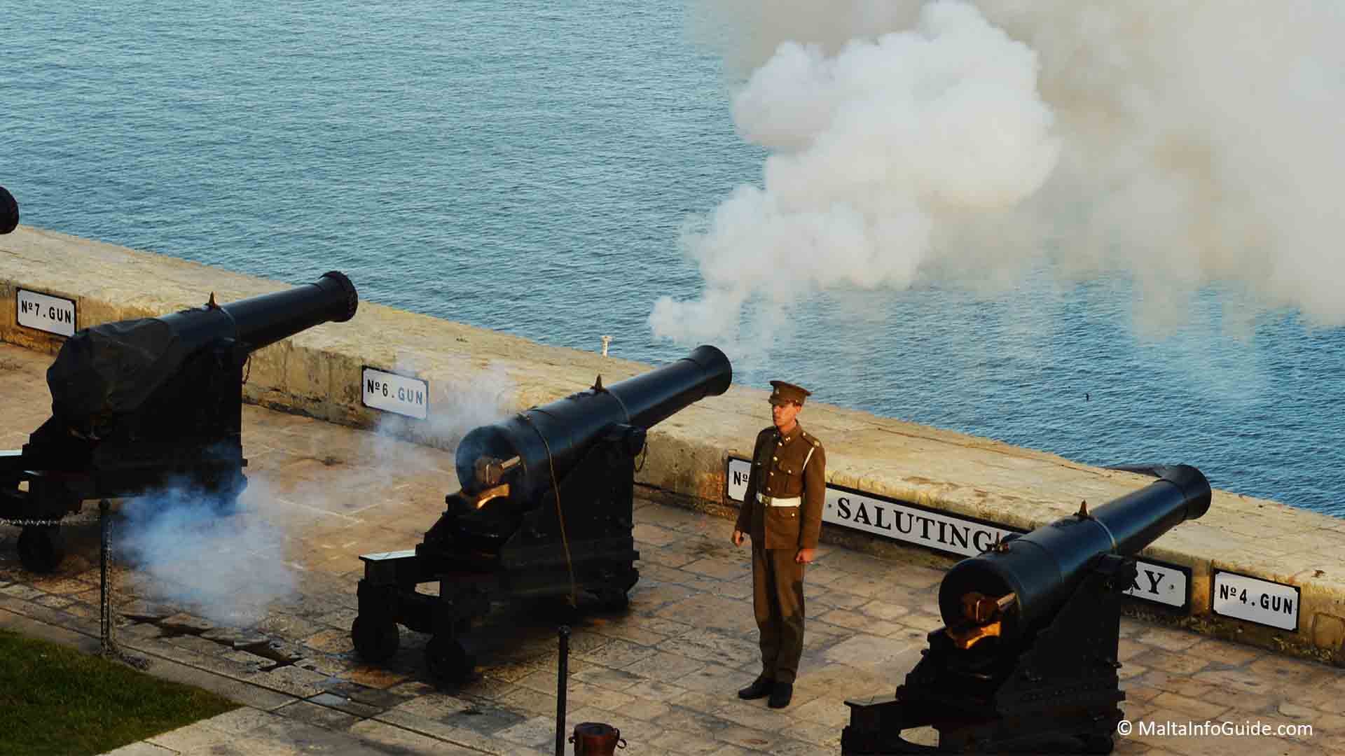 The 12:00 Cannon firing of the saluting battery Malta