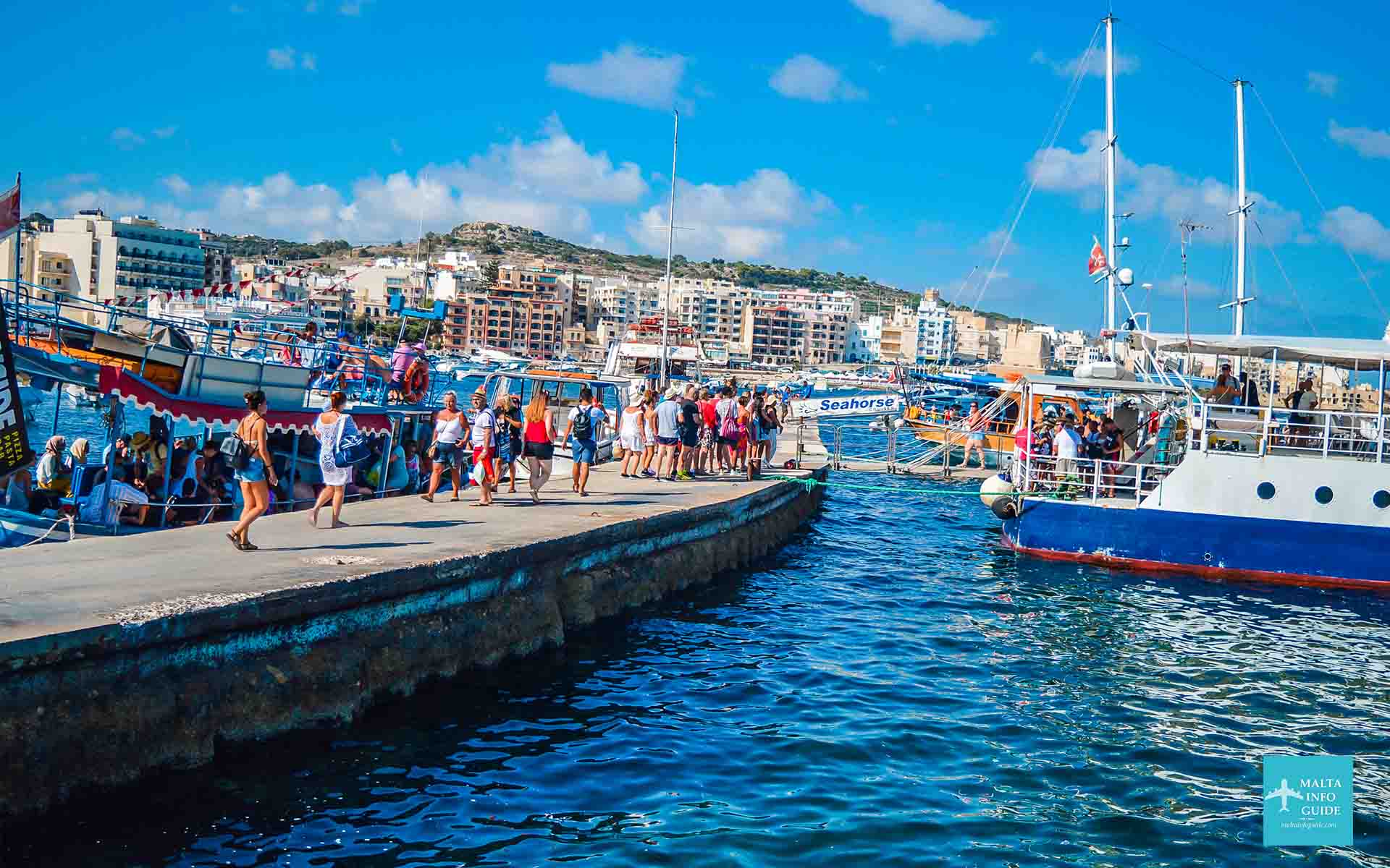 The pontoon in St. Paul's Bay Malta where the boat departs.