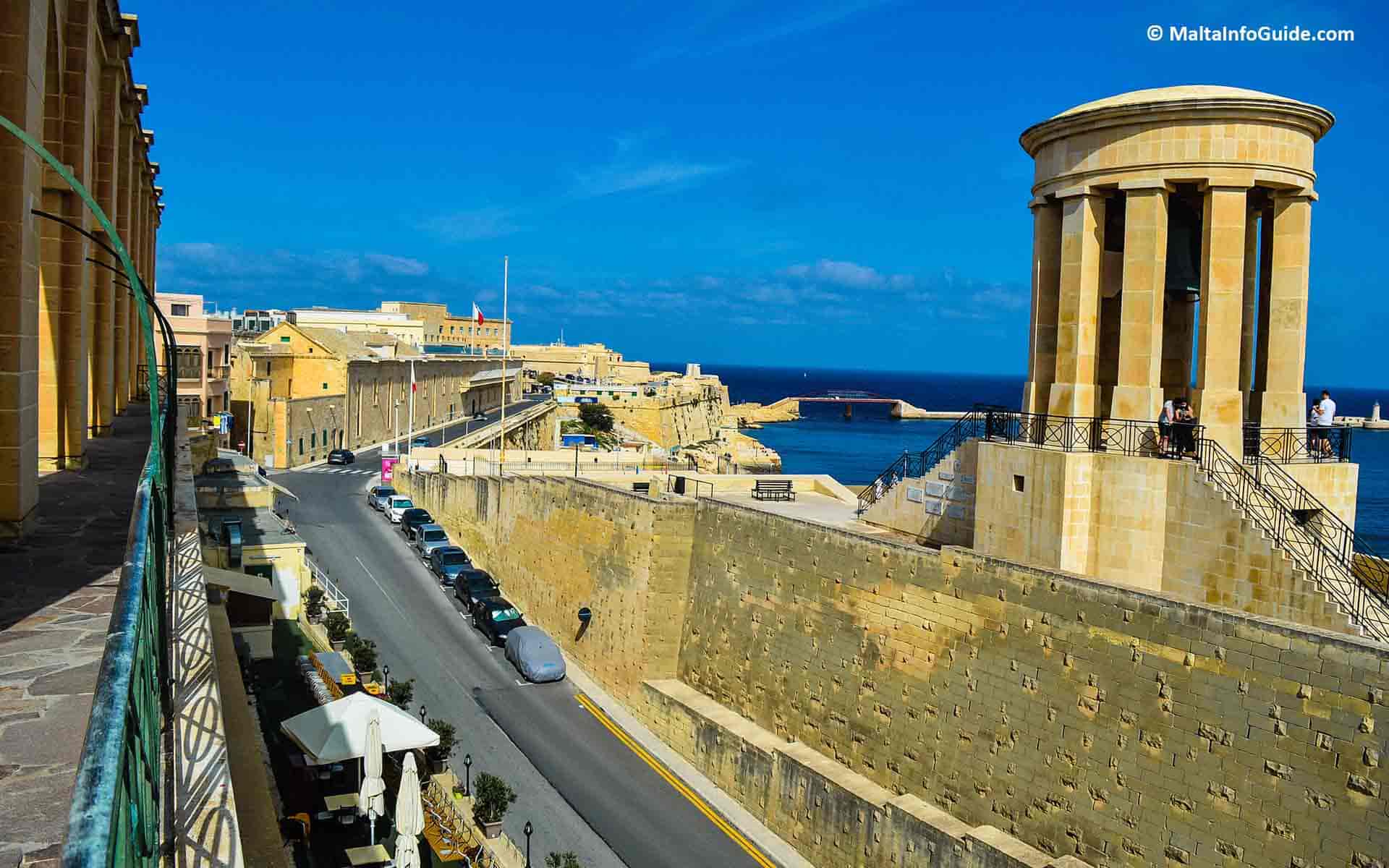 The Siege Bell War Memorial view and the break water in the background. The Siege Bell War Memorial view and the break water in the background.