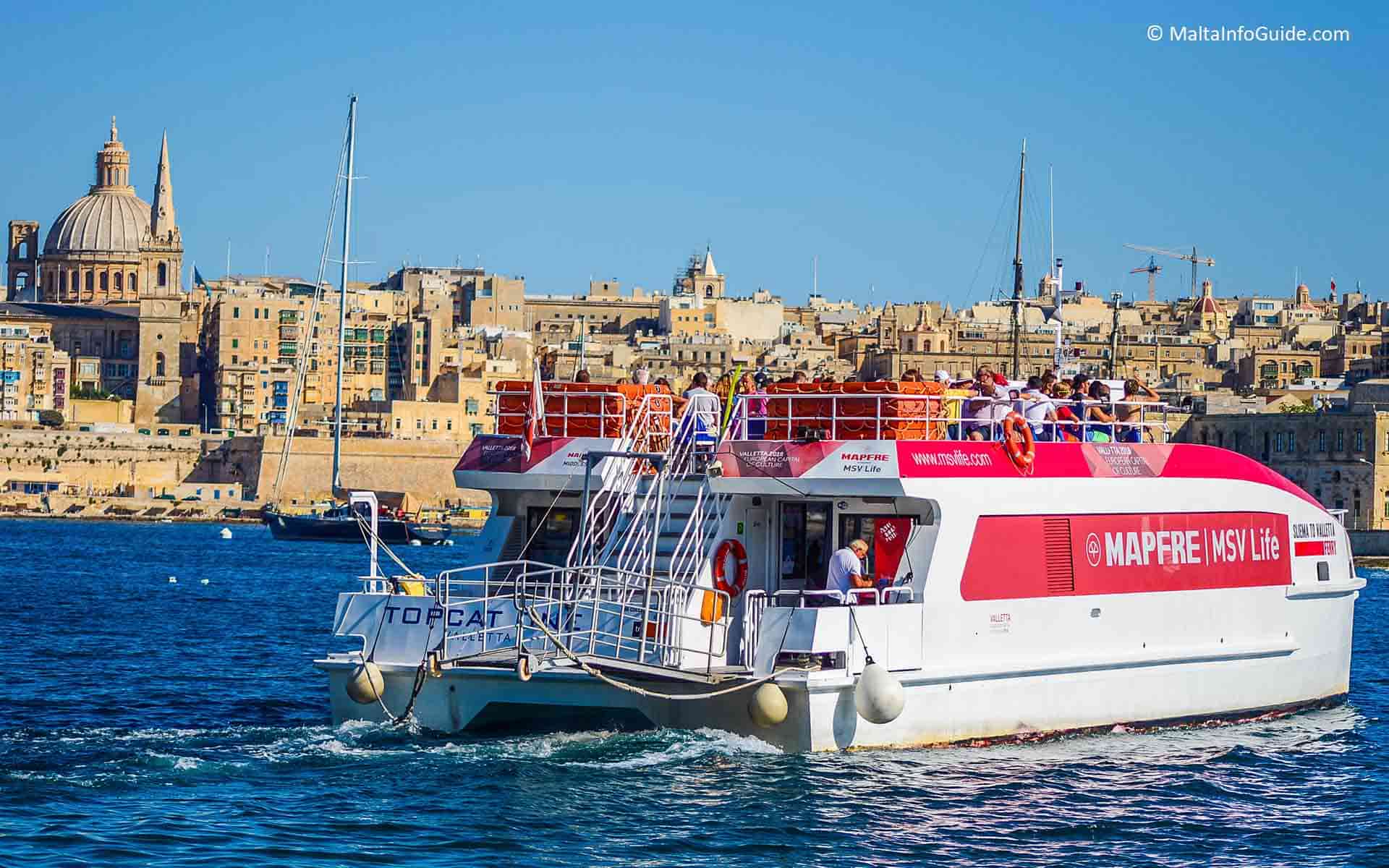 The Valletta ferry on its way to Valletta.