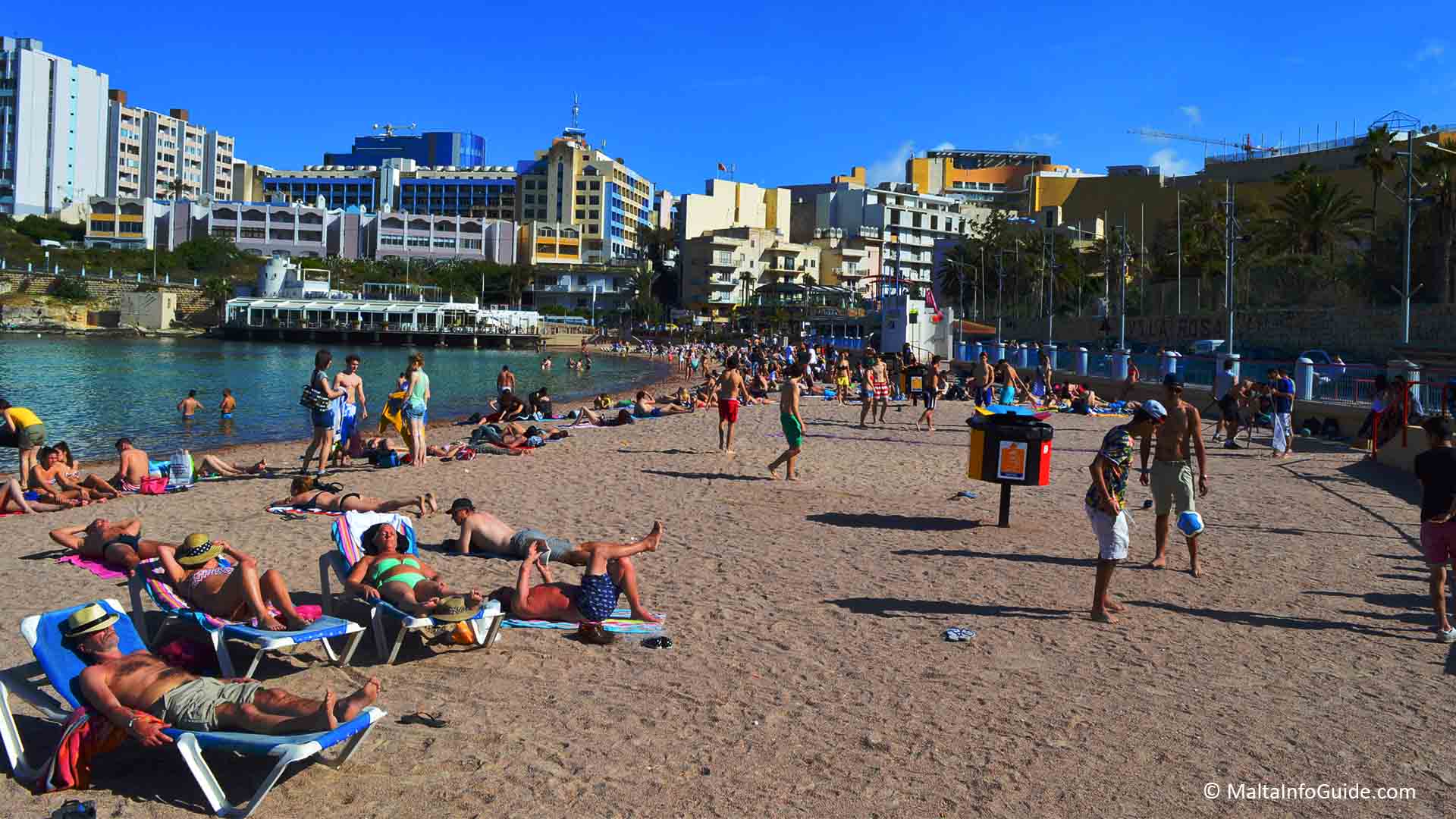 St. George's Bay packed with people during summer
