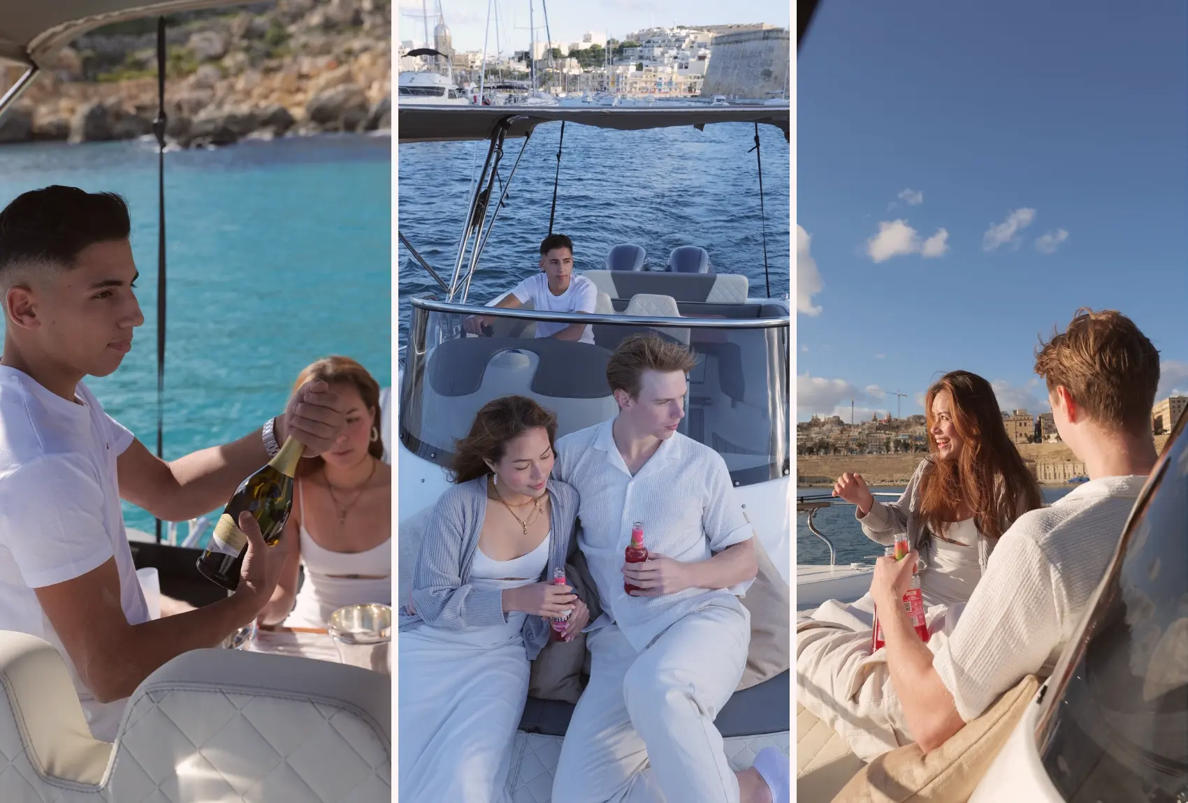 Romantic sunset boat charter in Malta.