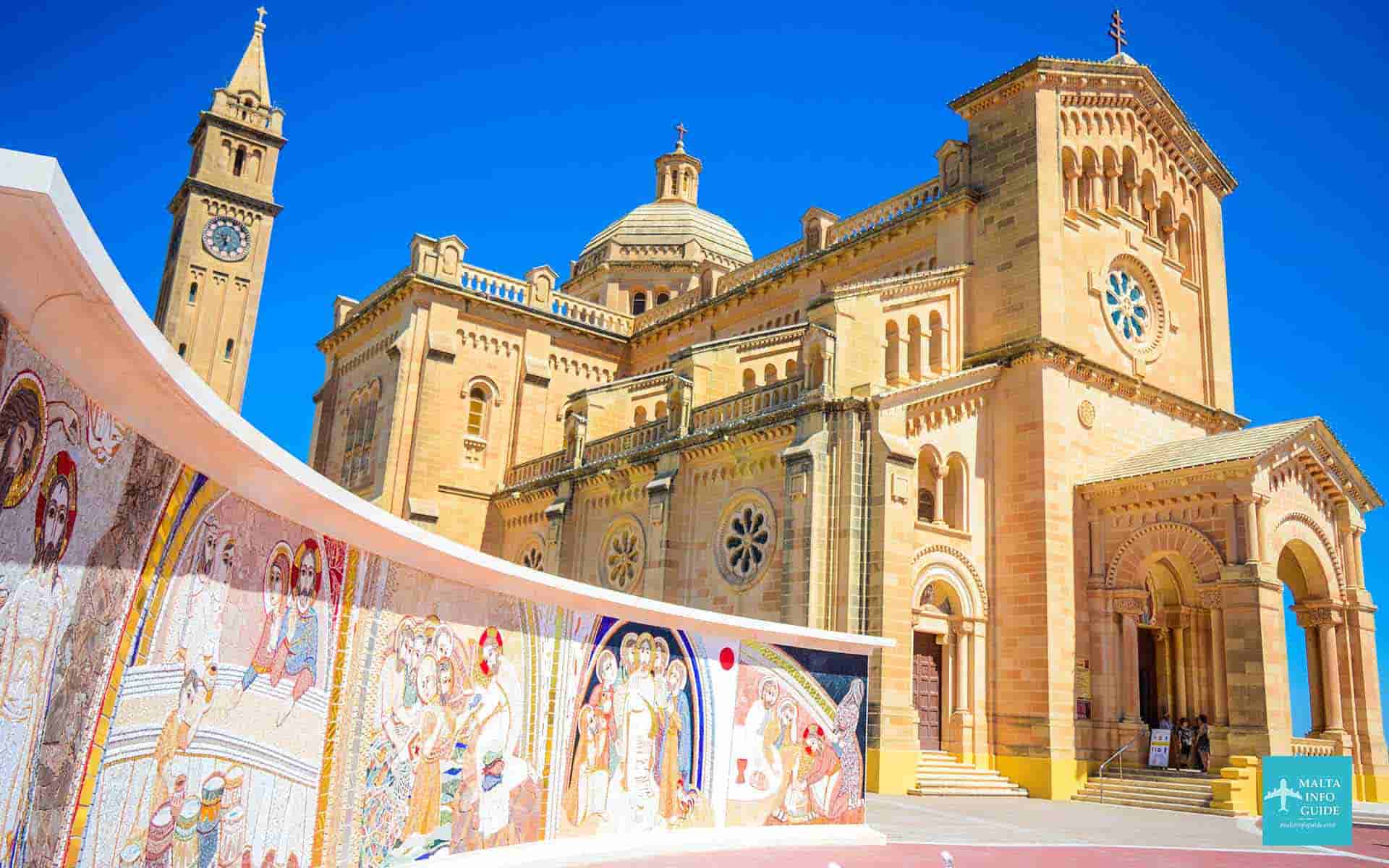 The most popular church Ta' Pinu shining bright at Gozo.