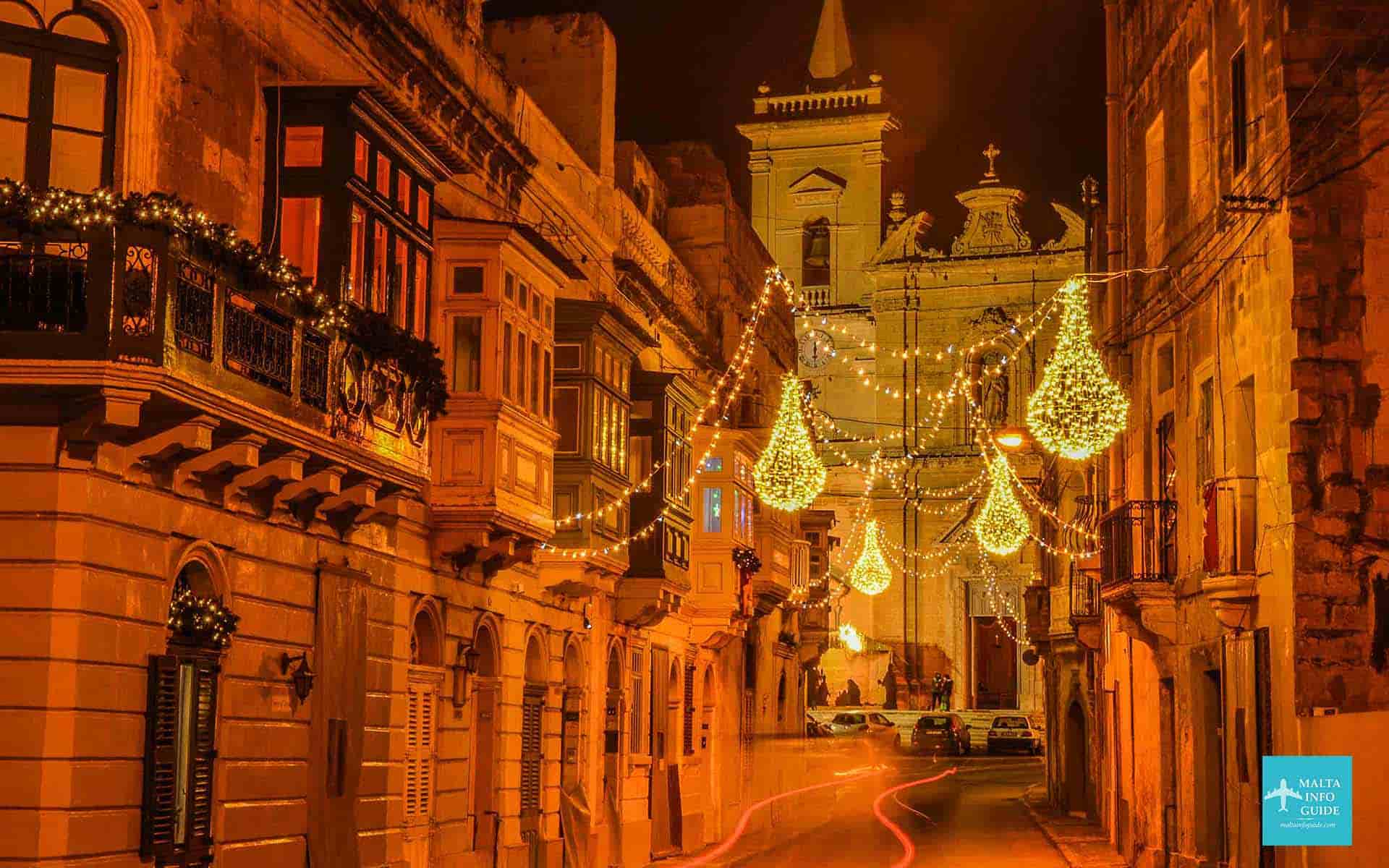 Tarxien streets lit up for the Christimas season.