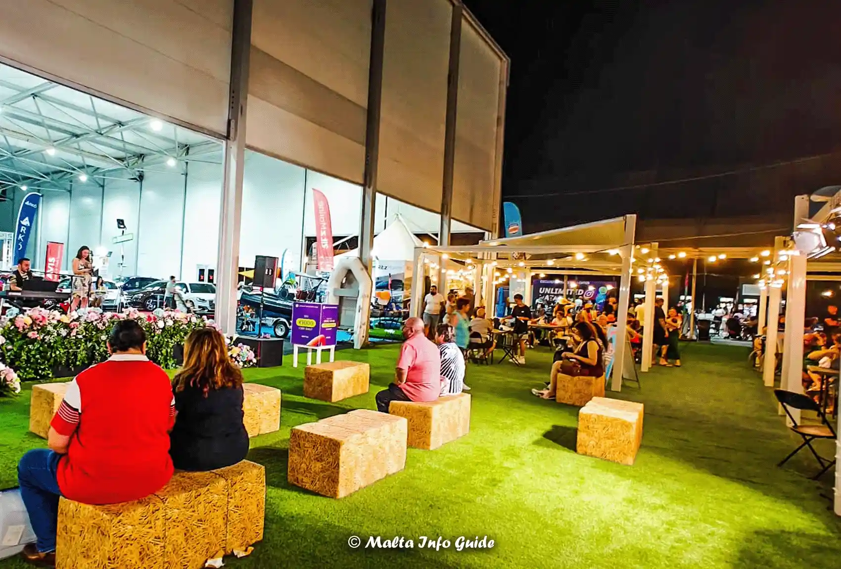 Visitors relaxing outdoors at The Malta Trade Fair MFCC.