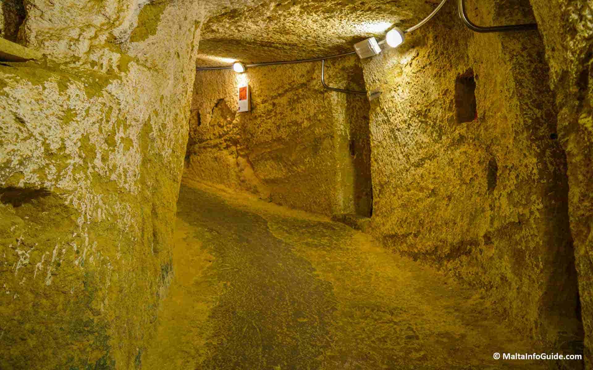 The narrow passageway leading to the battery.