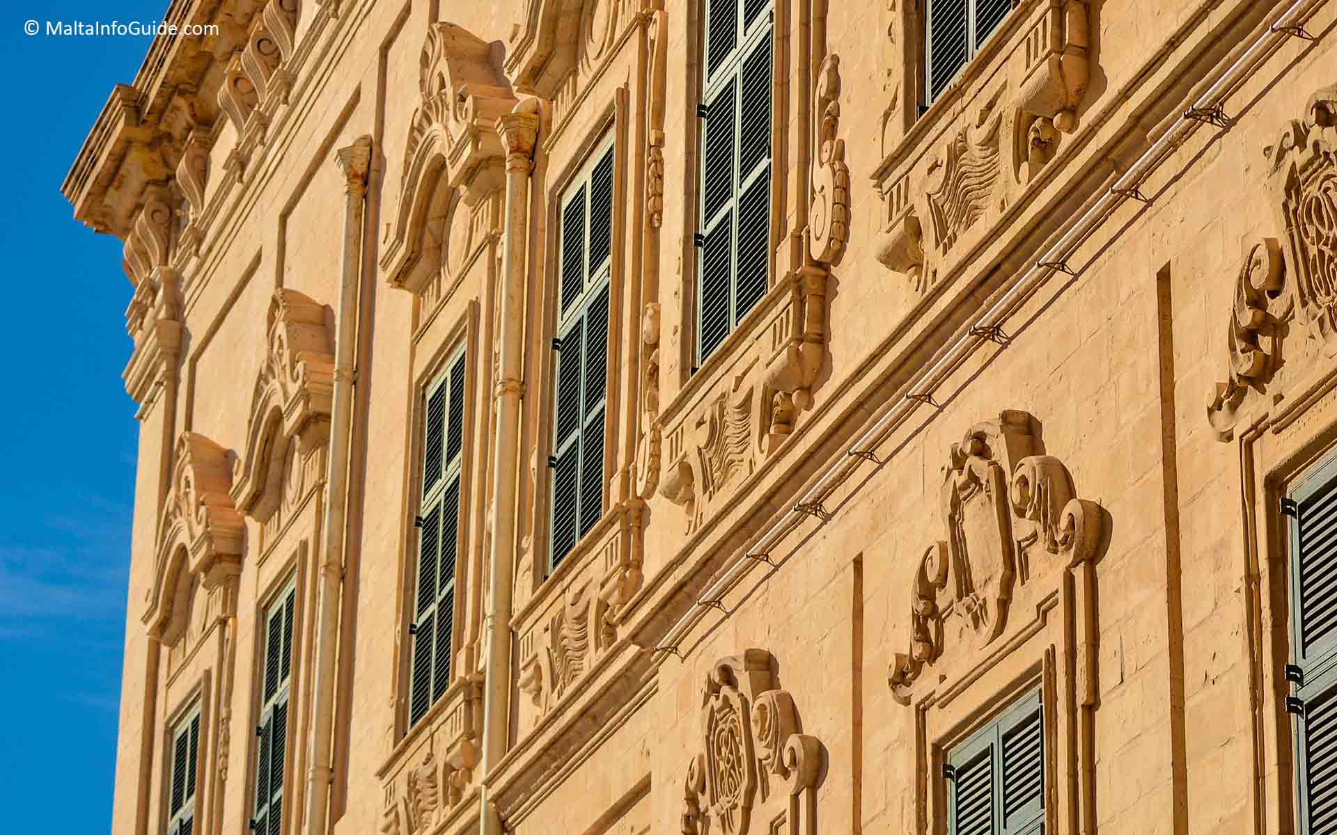 Facade architecture in Valletta Malta