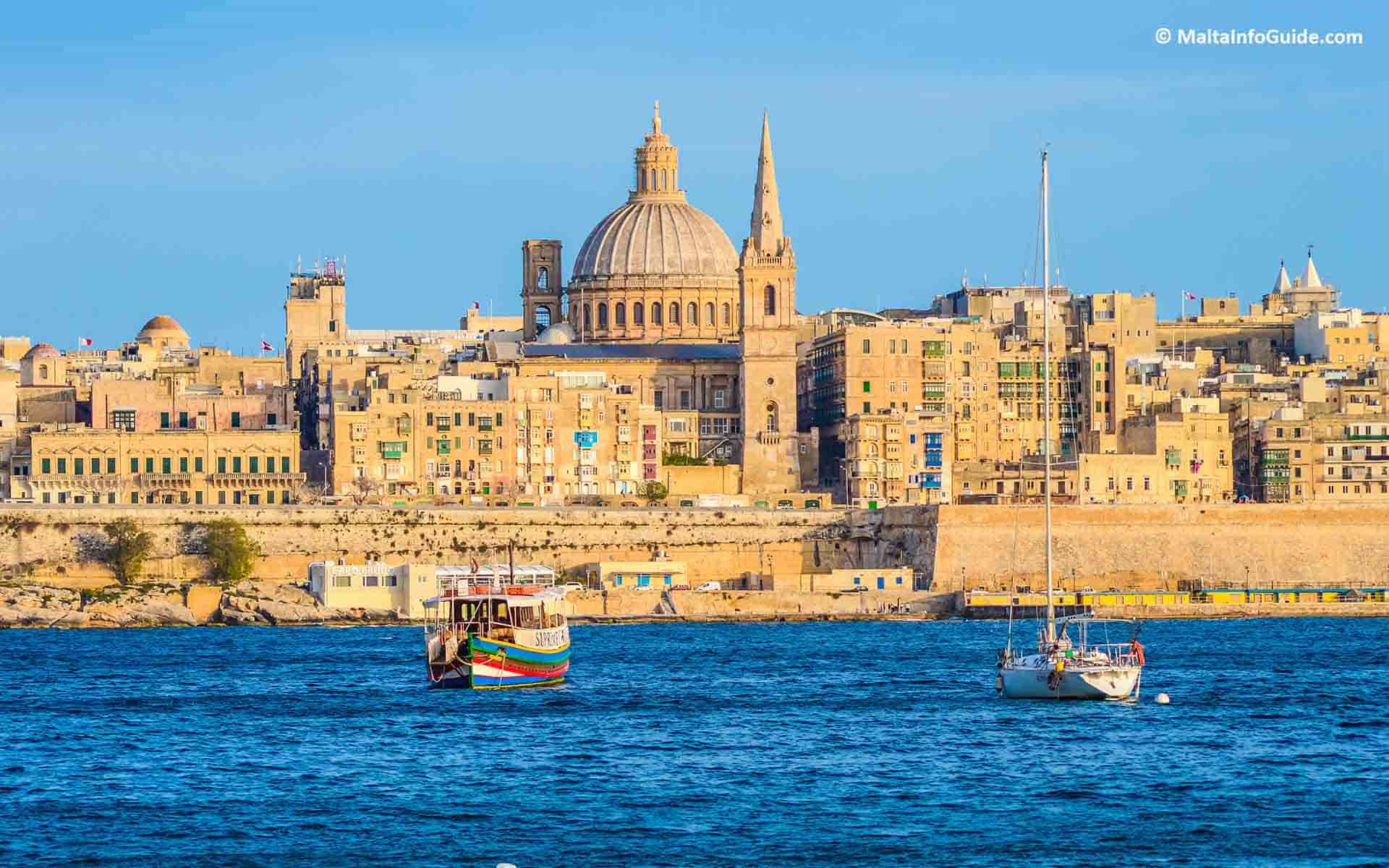View of Valletta Churches - Carmelite Church and St. Paul's Pro-Cathedral