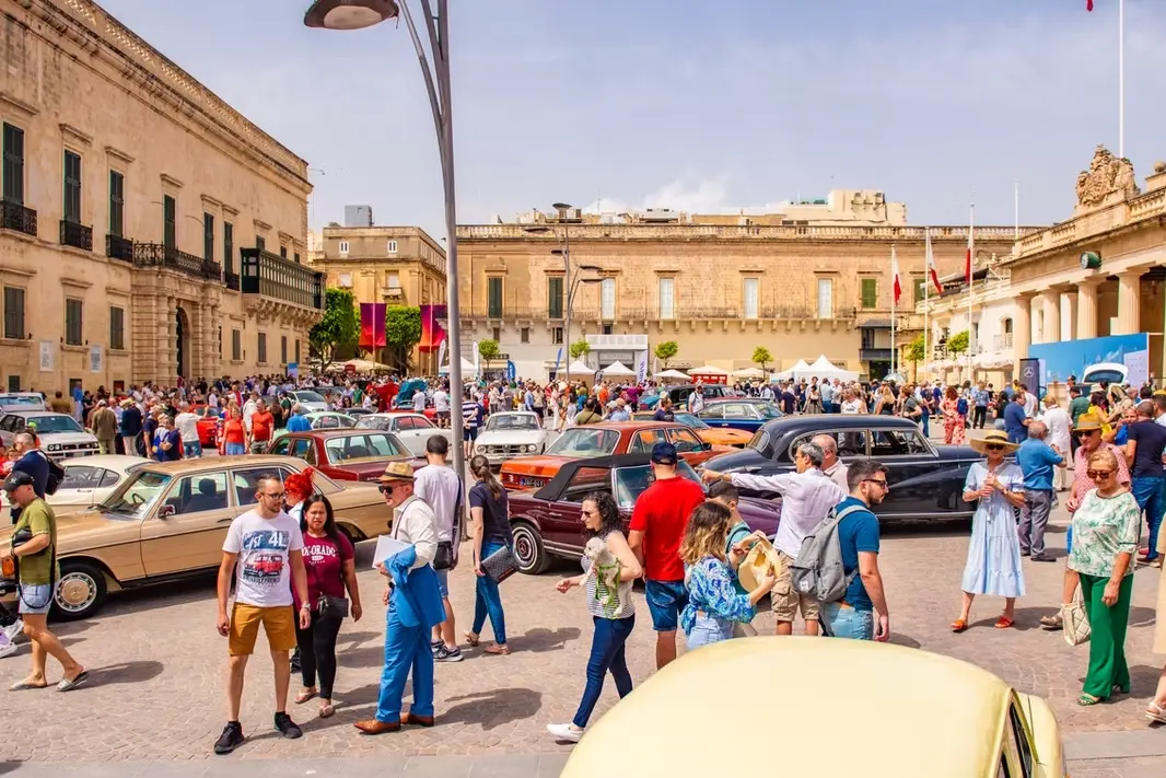 St. George's Square Valletta filled with classic cars. St. George's Square Valletta filled with classic cars.