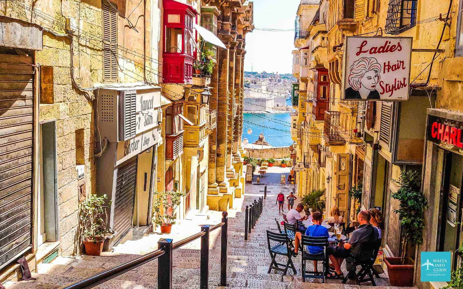 Lovely narrow street in Valletta Malta.