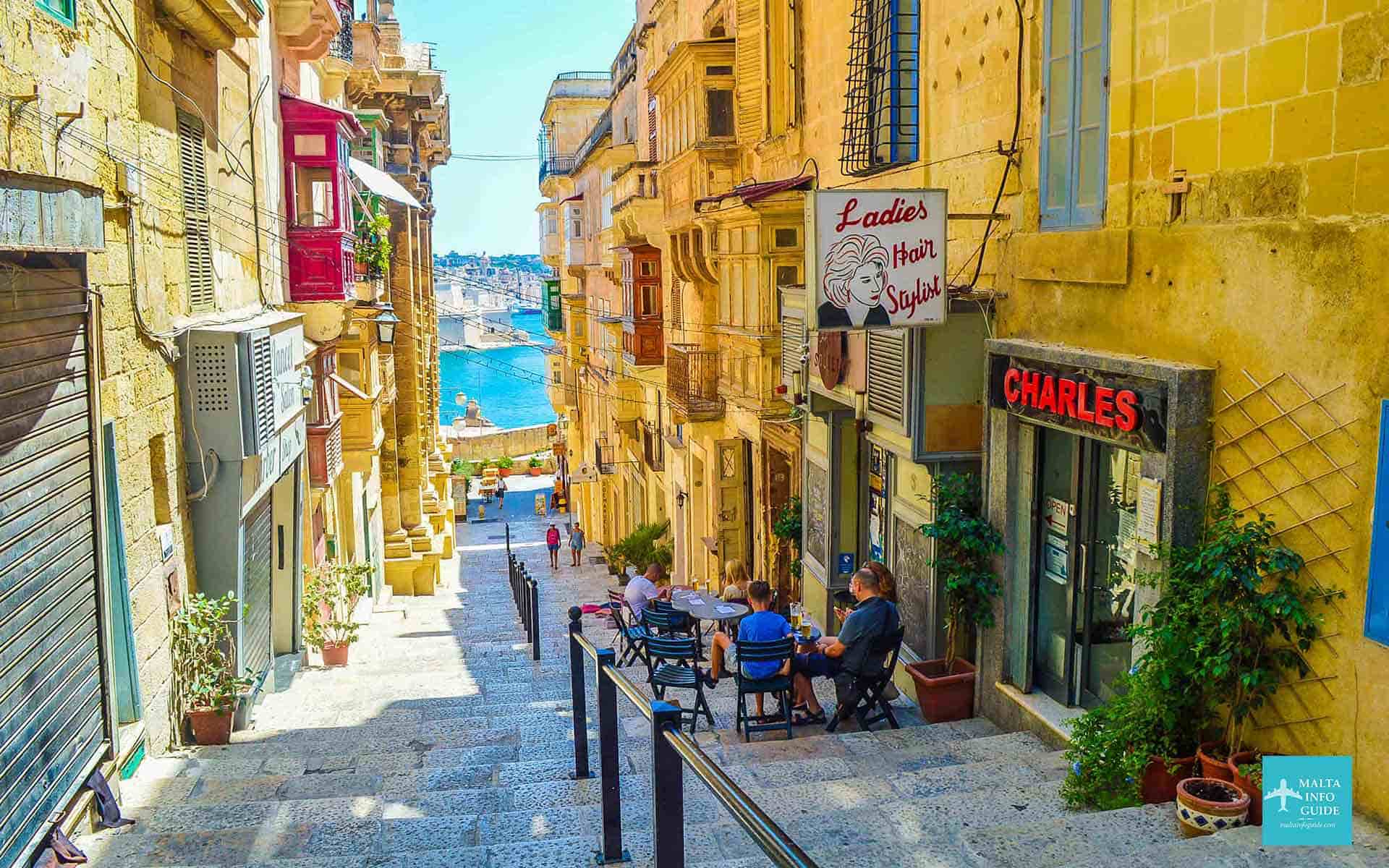 A narrow street in the heart of Valletta Malta.