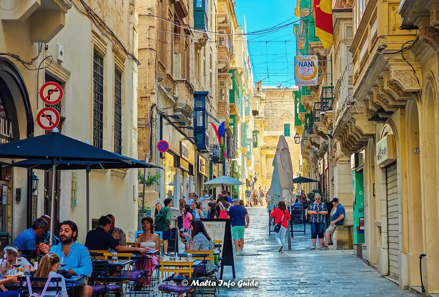 Vibrant streets in Valletta Malta.