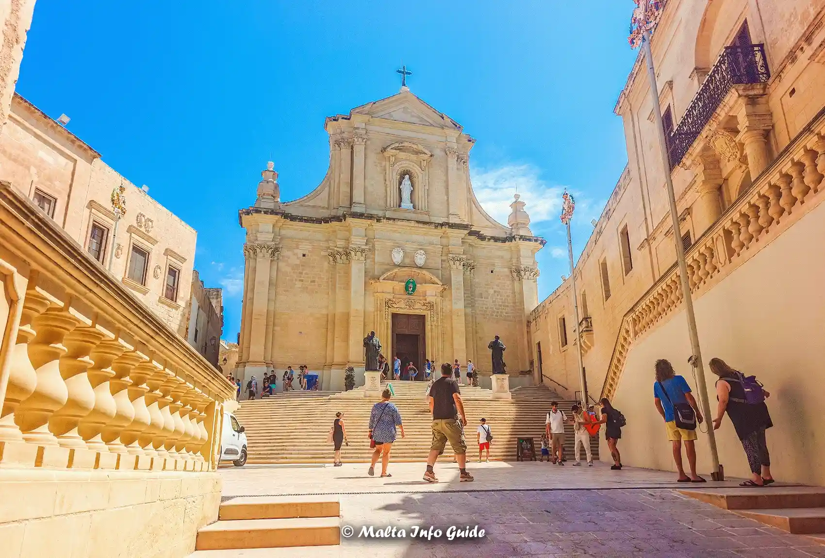 Visitors walking up to the Cathedral showing the historic centre at the Citadel.