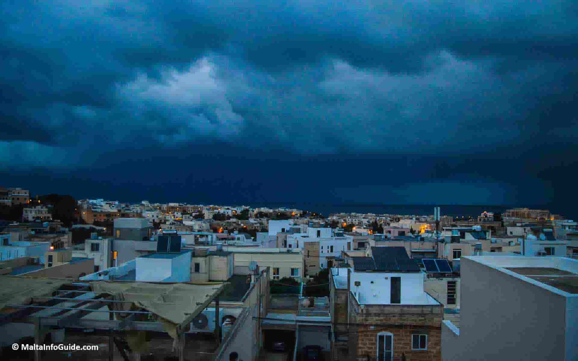 Stormy weather over the island of Malta