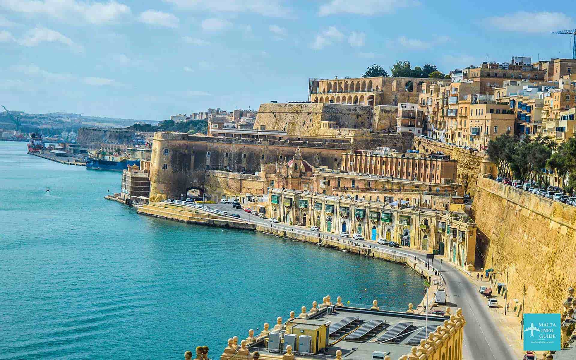 A view of Valletta from Lower Barrakka Gardens Malta.