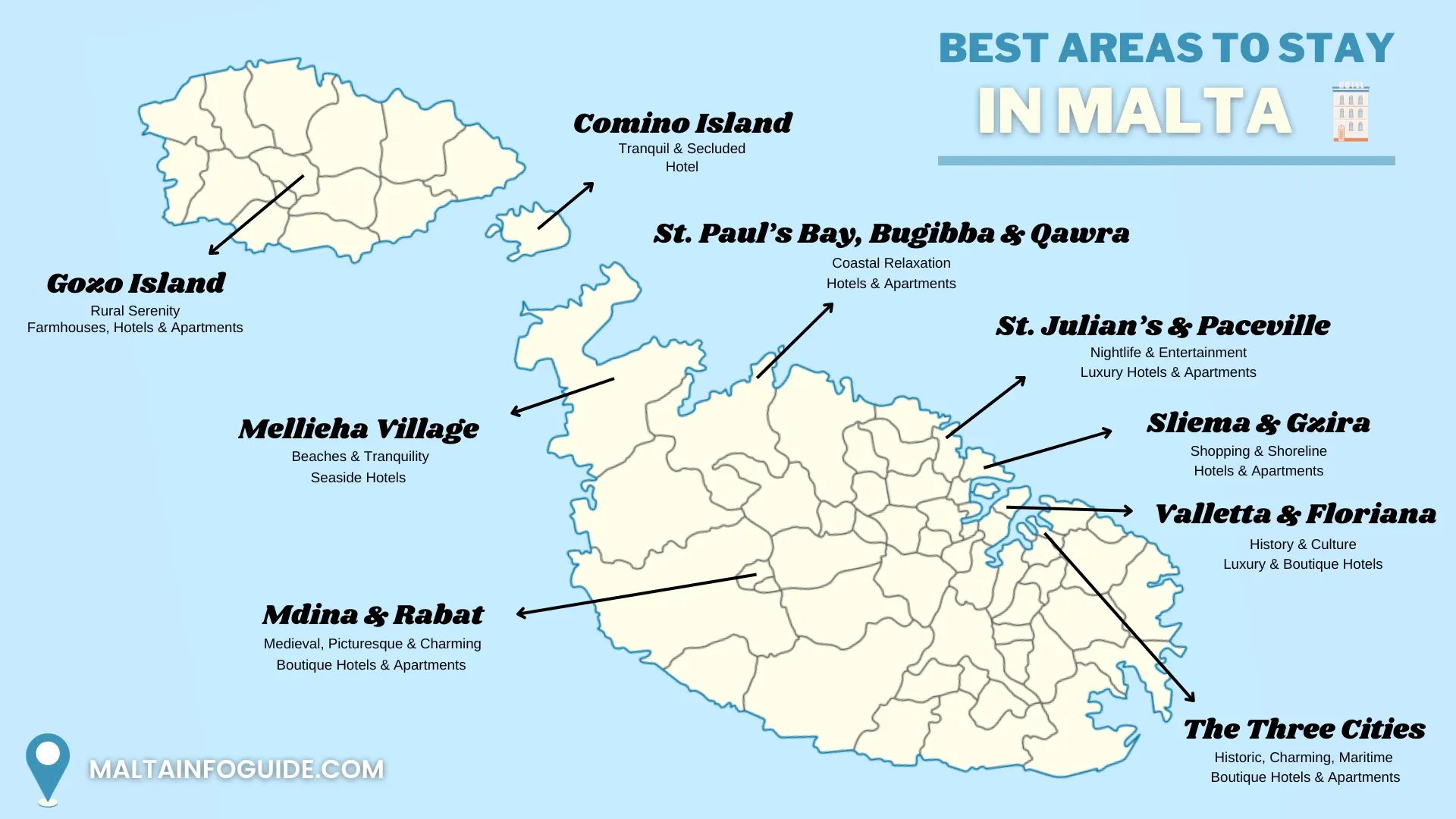 Where To Stay In Malta On A Map.