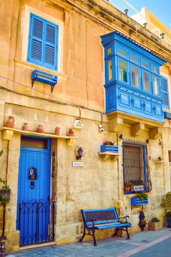 A beautiful typical Maltese facade of a house of character in Zejtun.